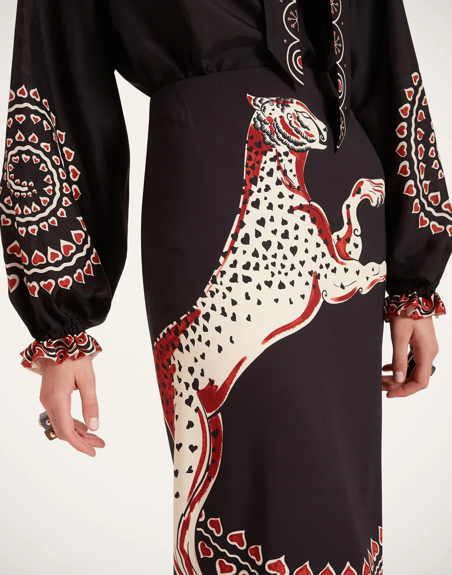 La DoubleJ Camicie E Top<Cerere BlouseGattopardo Placée Black in Silk Voile