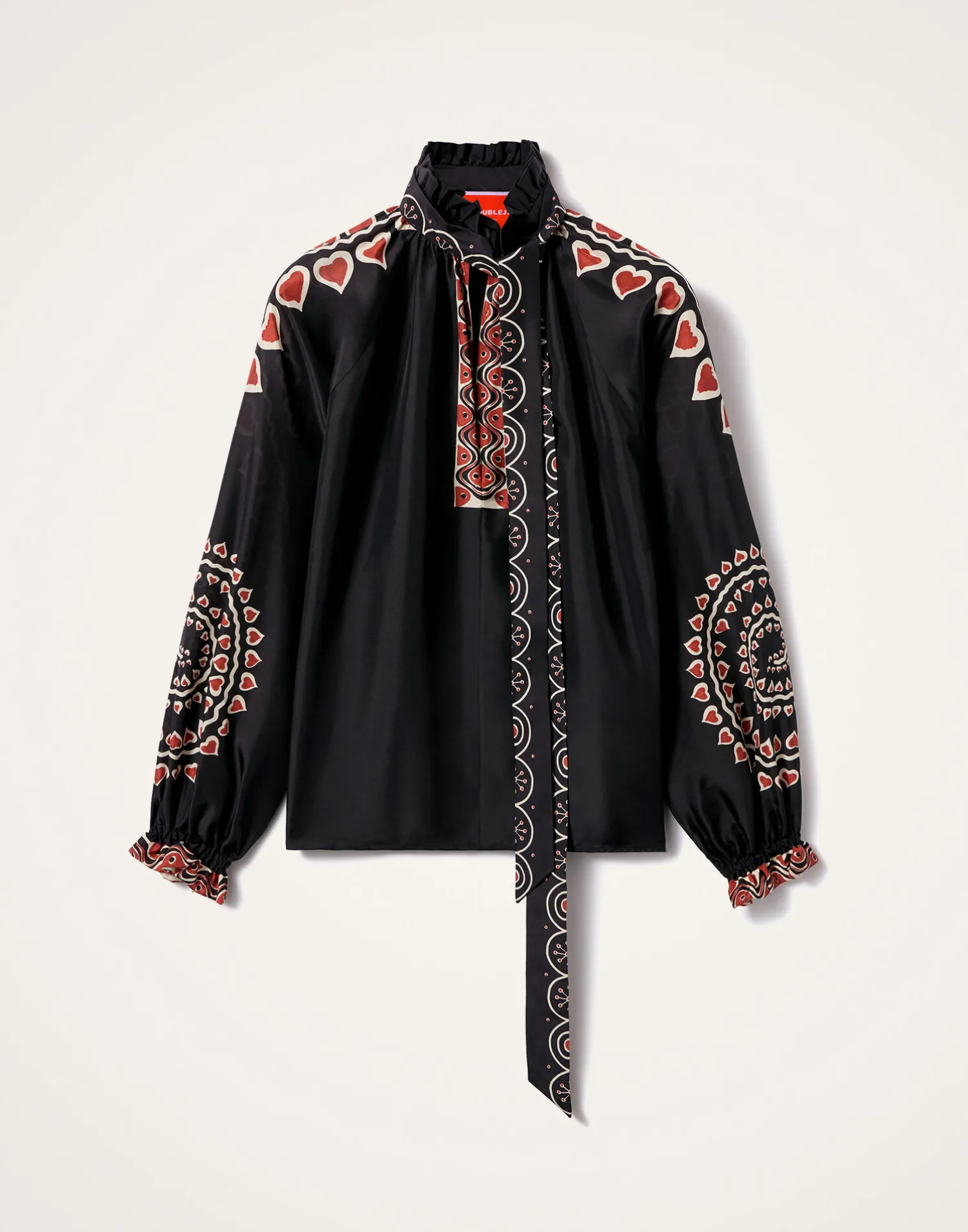 La DoubleJ Camicie E Top<Cerere BlouseGattopardo Placée Black in Silk Voile