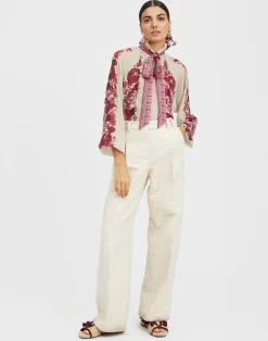 La DoubleJ Camicie E Top<Cerere BlouseZodiac Plac&eacute;e Purple in Silk Chiffon