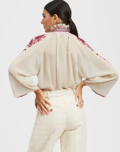 La DoubleJ Camicie E Top<Cerere BlouseZodiac Plac&eacute;e Purple in Silk Chiffon