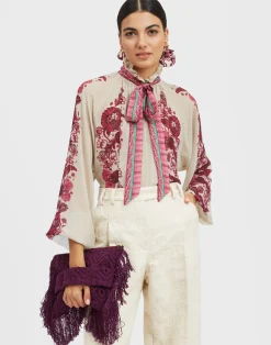 La DoubleJ Camicie E Top<Cerere BlouseZodiac Plac&eacute;e Purple in Silk Chiffon