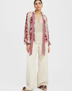 La DoubleJ Camicie E Top<Cerere BlouseZodiac Plac&eacute;e Purple in Silk Chiffon