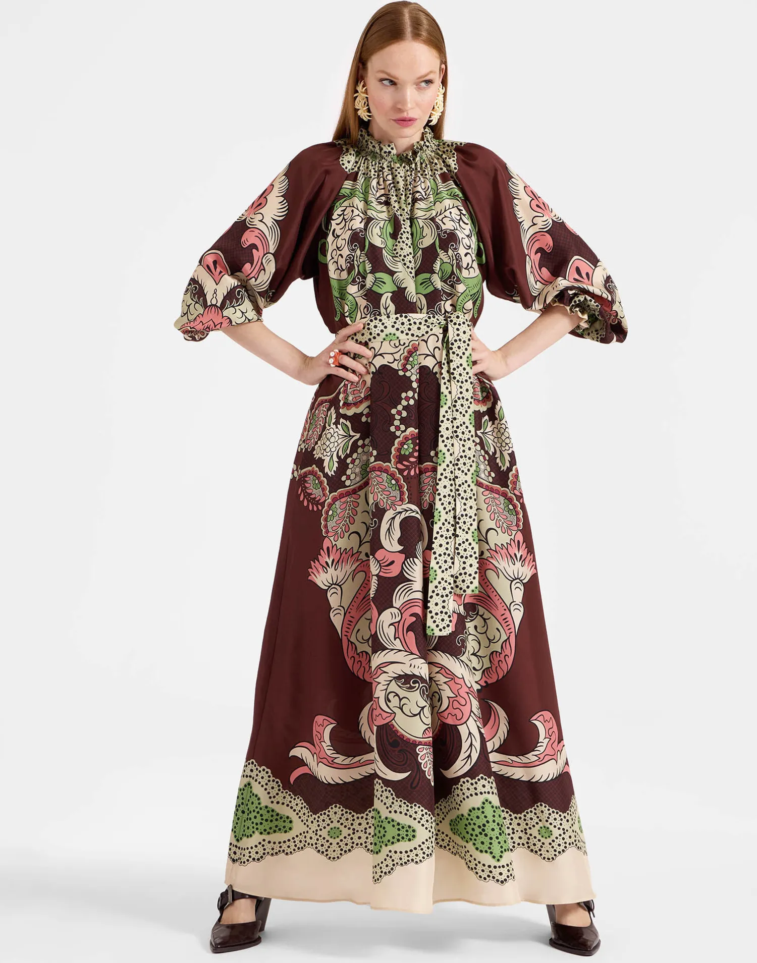 La DoubleJ Vestiti<Cerere DressPortal Placée Brown in Silk Voile