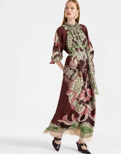La DoubleJ Vestiti<Cerere DressPortal Placée Brown in Silk Voile
