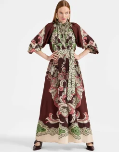 La DoubleJ Party Dressing<Cerere DressPortal Plac&eacute;e Brown in Silk Voile