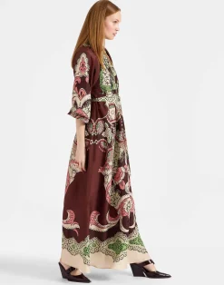 La DoubleJ Party Dressing<Cerere DressPortal Plac&eacute;e Brown in Silk Voile