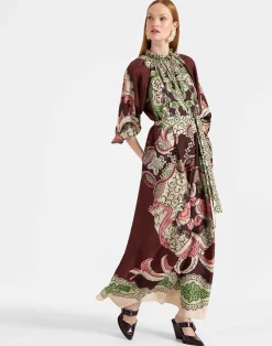 La DoubleJ Party Dressing<Cerere DressPortal Plac&eacute;e Brown in Silk Voile