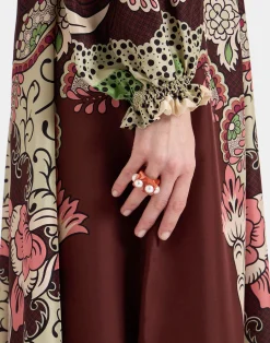 La DoubleJ Party Dressing<Cerere DressPortal Plac&eacute;e Brown in Silk Voile