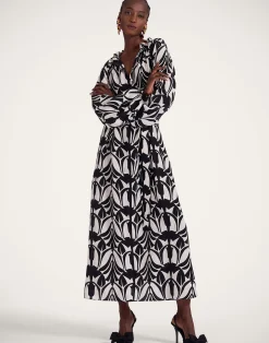 La DoubleJ Party Dressing<Cerere Shirt DressPapyrus Black & White in Crepe De Chine Silk