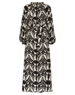 La DoubleJ Party Dressing<Cerere Shirt DressPapyrus Black & White in Crepe De Chine Silk
