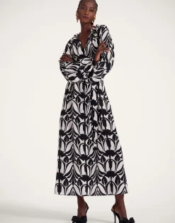 La DoubleJ Vestiti<Cerere Shirt DressPapyrus Black & White in Crepe De Chine Silk