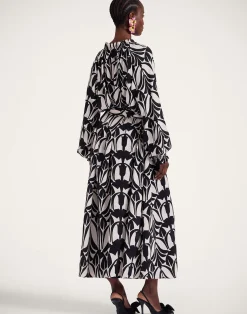 La DoubleJ Vestiti<Cerere Shirt DressPapyrus Black & White in Crepe De Chine Silk