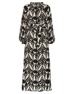 La DoubleJ Vestiti<Cerere Shirt DressPapyrus Black & White in Crepe De Chine Silk