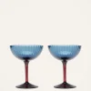 La DoubleJ Bicchieri|Vetro<Champagne Coupe Set of 2Blu Fum&eacute; in Glass