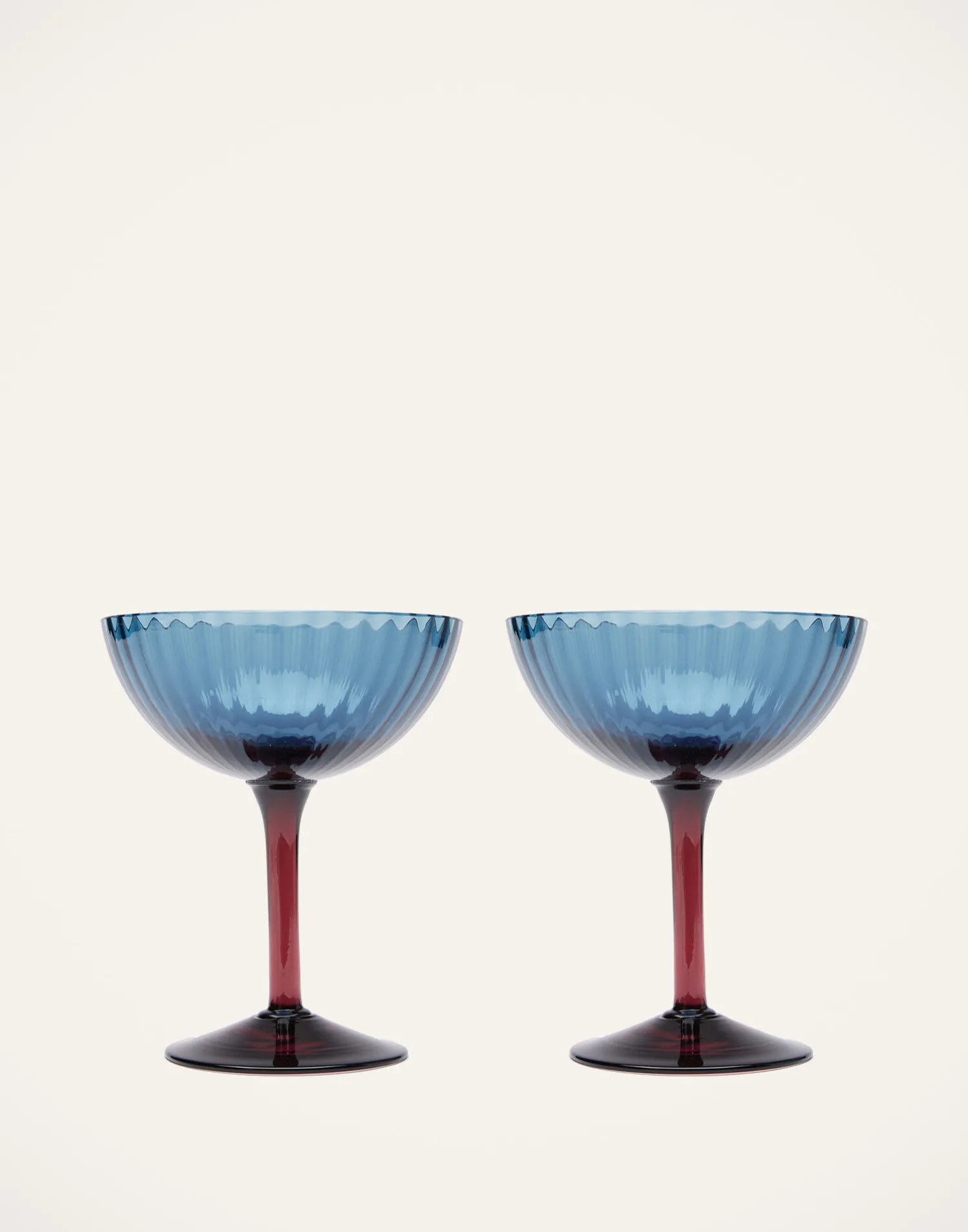 La DoubleJ Bicchieri|Vetro<Champagne Coupe Set of 2Blu Fumé in Glass
