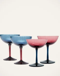 La DoubleJ Bicchieri|Vetro<Champagne Coupe Set of 4Mixed in Glass