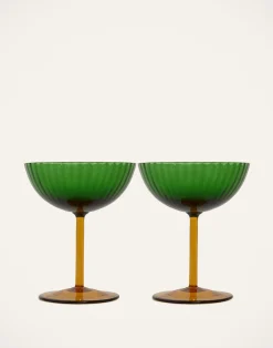 La DoubleJ Bicchieri|Vetro<Champagne Coupe Set of 2Verde in Glass