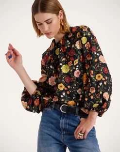La DoubleJ Camicie E Top<Charming TopBotticelli Black in Silk Twill