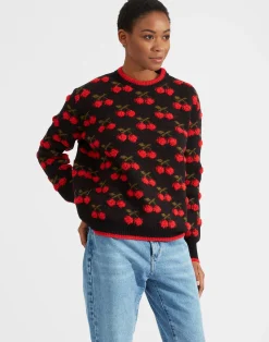 La DoubleJ Maglieria<Cherry SweaterBlack / Red in Wool