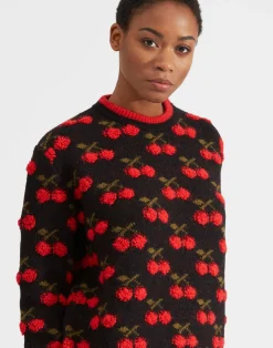 La DoubleJ Maglieria<Cherry SweaterBlack / Red in Wool