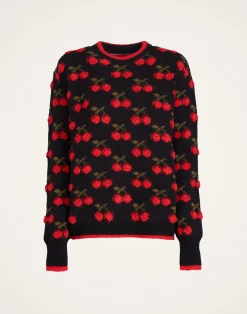 La DoubleJ Maglieria<Cherry SweaterBlack / Red in Wool