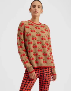 La DoubleJ Maglieria<Cherry SweaterCamel/Red in Wool
