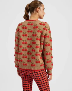 La DoubleJ Maglieria<Cherry SweaterCamel/Red in Wool