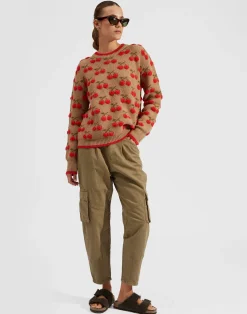 La DoubleJ Maglieria<Cherry SweaterCamel/Red in Wool