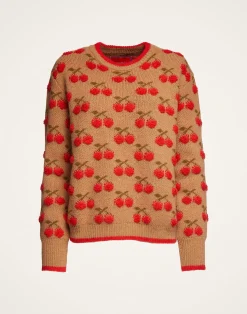 La DoubleJ Maglieria<Cherry SweaterCamel/Red in Wool