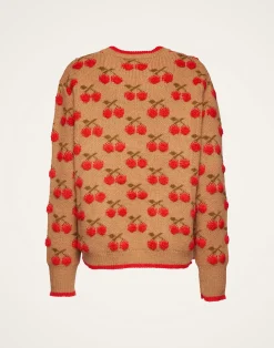 La DoubleJ Maglieria<Cherry SweaterCamel/Red in Wool