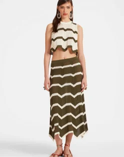 La DoubleJ Maglieria|Gonne<Chevron SkirtSolid Camouflage in Knit Chevron