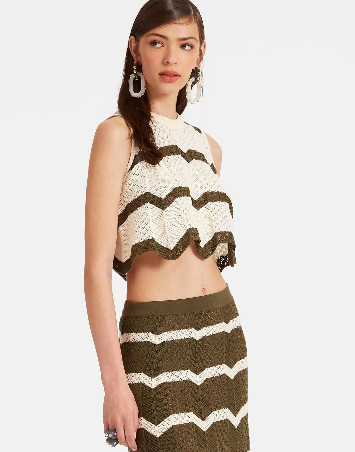 La DoubleJ Maglieria|Camicie E Top<Chevron TopSolid Camouflage in Knit Chevron