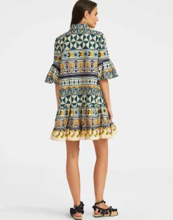 La DoubleJ Vestiti<Choux DressCasareale Small Plac&egrave;e Cream in Summer Poplin