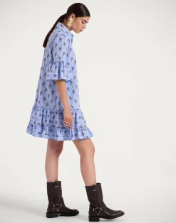 La DoubleJ Vestiti<Choux DressGryphos Light Blue in Cotton Poplin