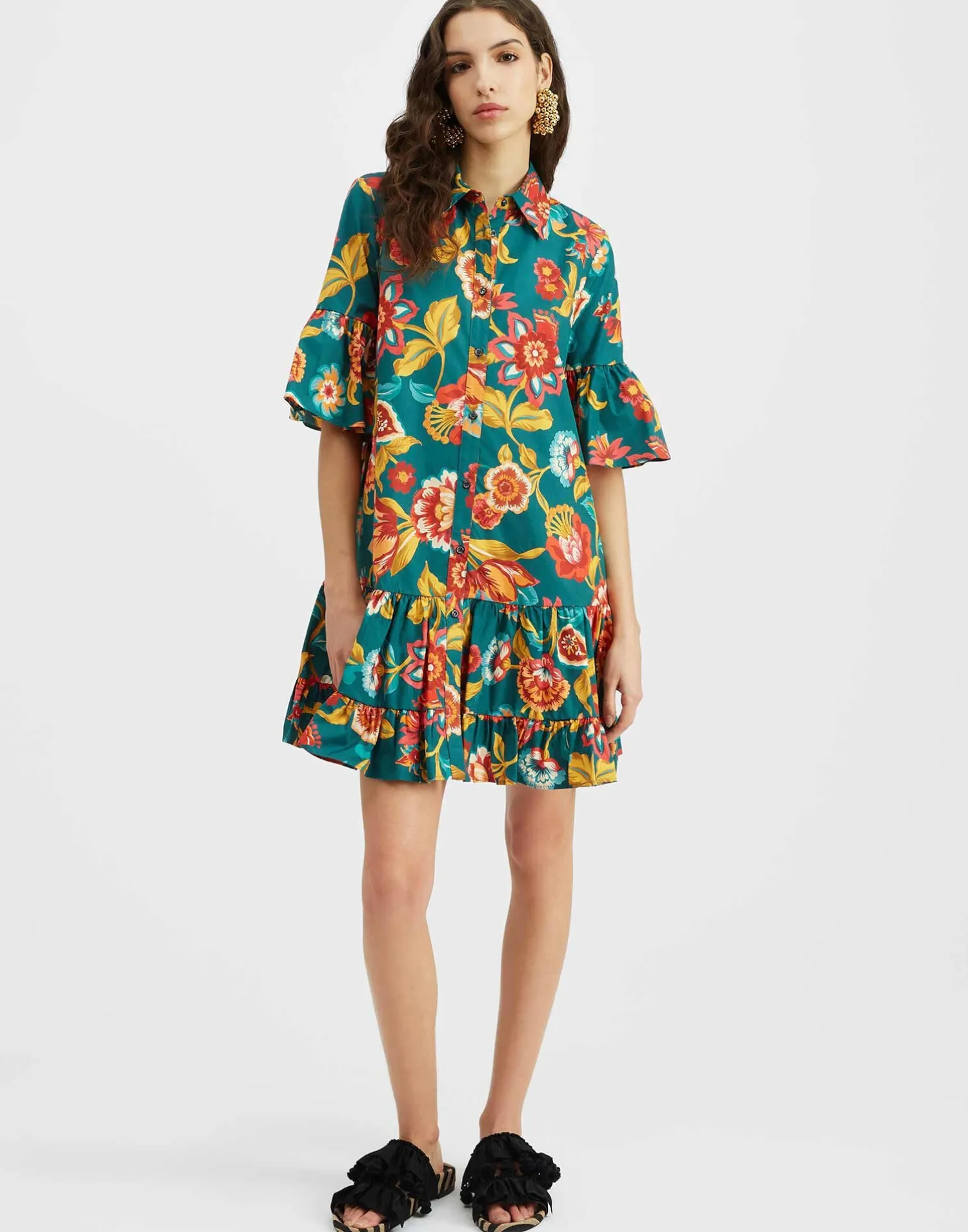 La DoubleJ Party Dressing<Choux DressHottie Emerald in Summer Poplin