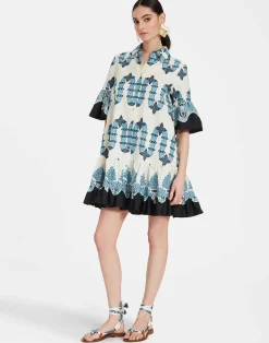 La DoubleJ Vestiti<Choux DressScirocco Plac&eacute;e Ivory in Summer Poplin