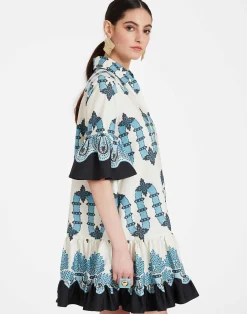 La DoubleJ Vestiti<Choux DressScirocco Plac&eacute;e Ivory in Summer Poplin