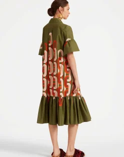 La DoubleJ Vestiti<Choux Midi DressPrometheus Plac&eacute;e Camouflage in Summer Poplin