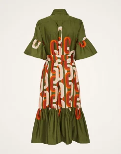 La DoubleJ Vestiti<Choux Midi DressPrometheus Plac&eacute;e Camouflage in Summer Poplin