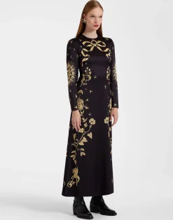 La DoubleJ Vestiti<Clingy Swing DressBoboli Plac&eacute;e Black in Stretch Satin