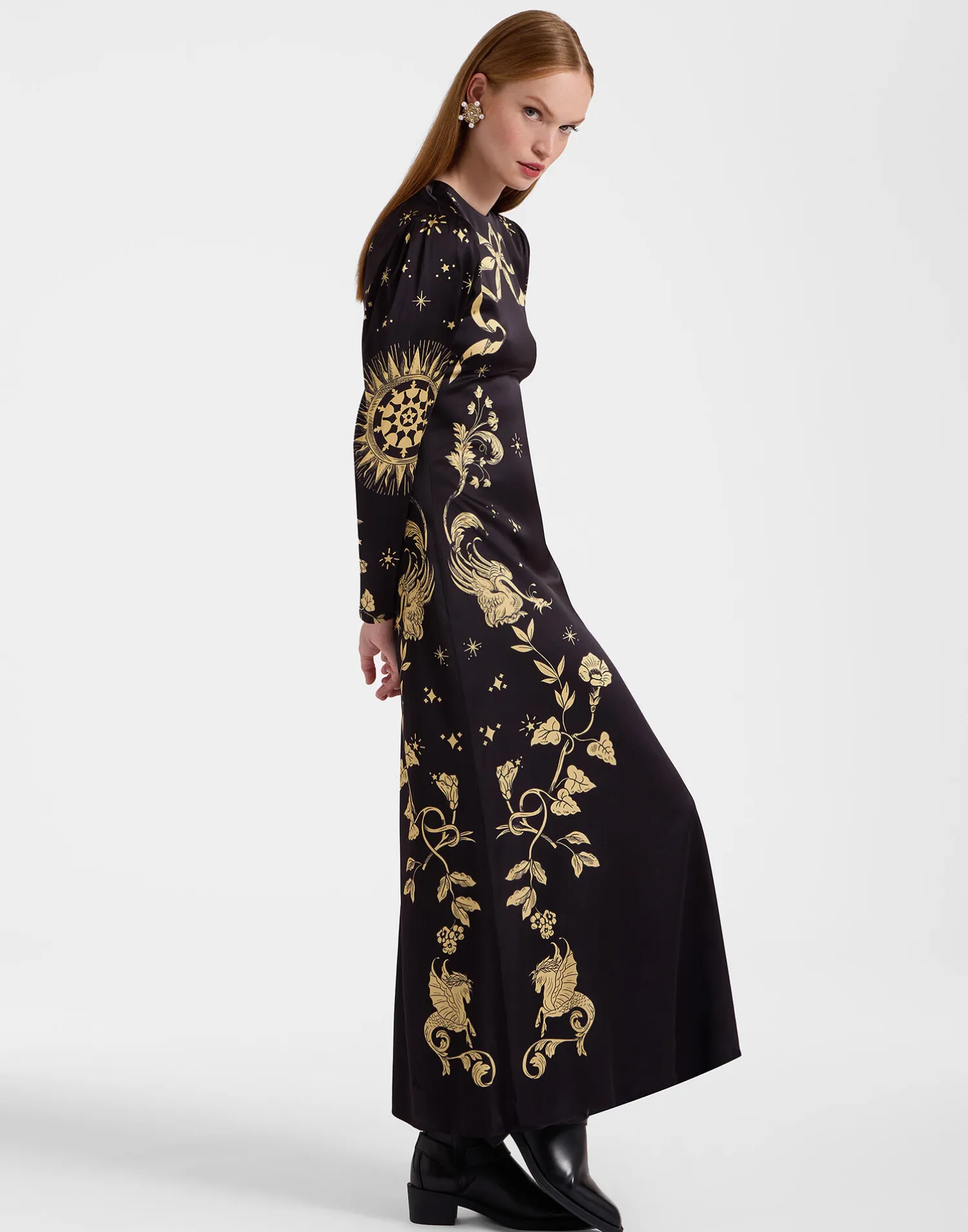 La DoubleJ Vestiti<Clingy Swing DressBoboli Placée Black in Stretch Satin