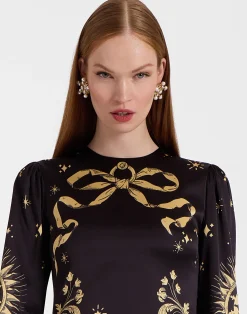 La DoubleJ Vestiti<Clingy Swing DressBoboli Placée Black in Stretch Satin