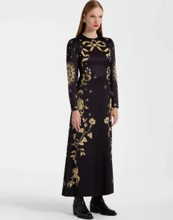 La DoubleJ Party Dressing<Clingy Swing DressBoboli Plac&eacute;e Black in Stretch Satin