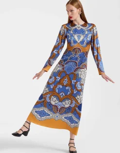 La DoubleJ Vestiti<Clingy Swing DressPortal Plac&eacute;e Light Blue in Stretch Satin