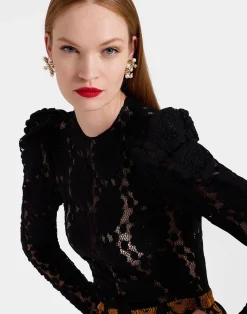 La DoubleJ Camicie E Top<Clingy TopSolid Black in Stretch Lace