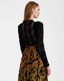 La DoubleJ Camicie E Top<Clingy TopSolid Black in Stretch Lace