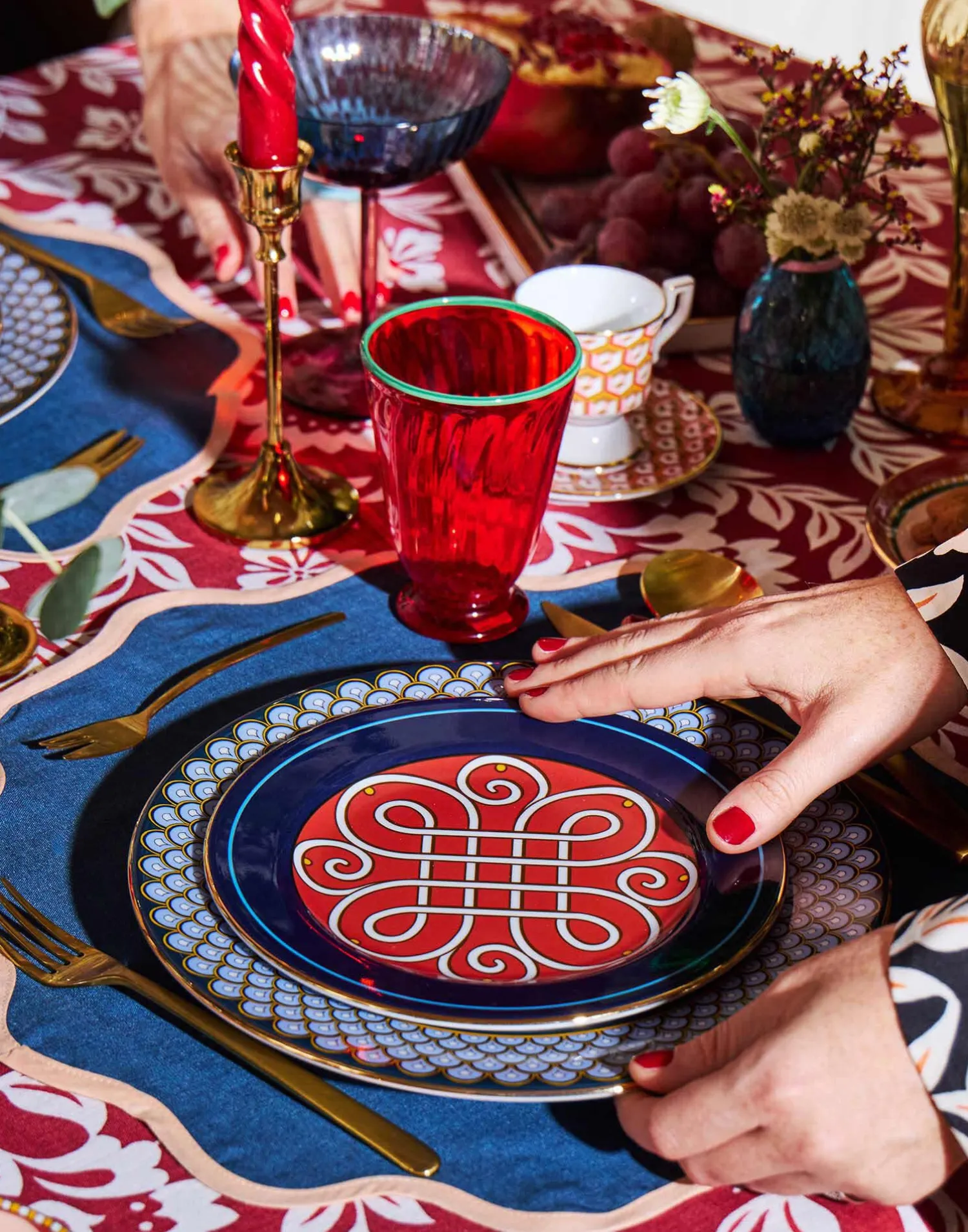 La DoubleJ Runner E Tovagliette|Tessili<Cloud Placemat Set Of 2Rainbow Navy in Linen