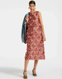 La DoubleJ Vestiti<Column DressGrove Kaki/Pink in Jacquard