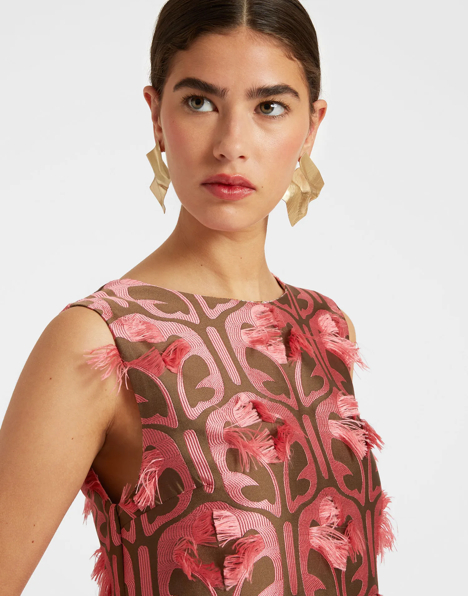 La DoubleJ Vestiti<Column DressGrove Kaki/Pink in Jacquard