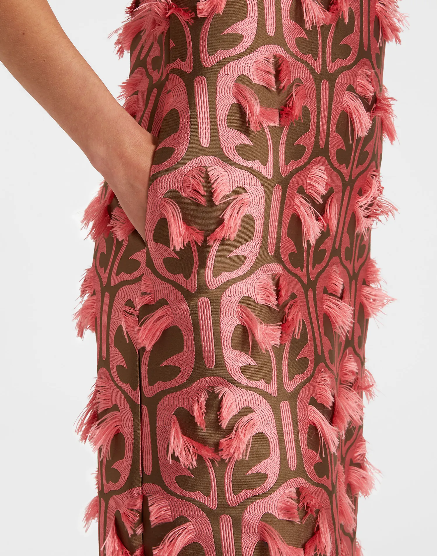 La DoubleJ Vestiti<Column DressGrove Kaki/Pink in Jacquard